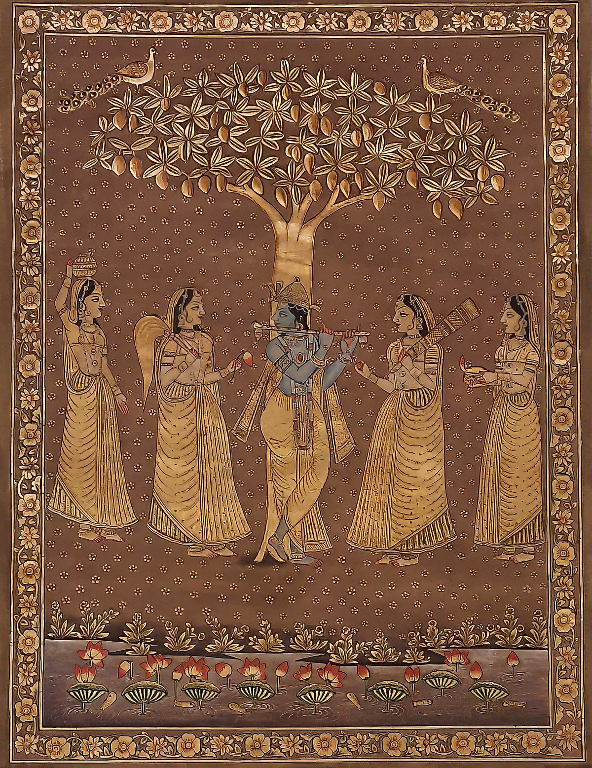 Lord 'Krishna' Golden 'Pichwai' Painting