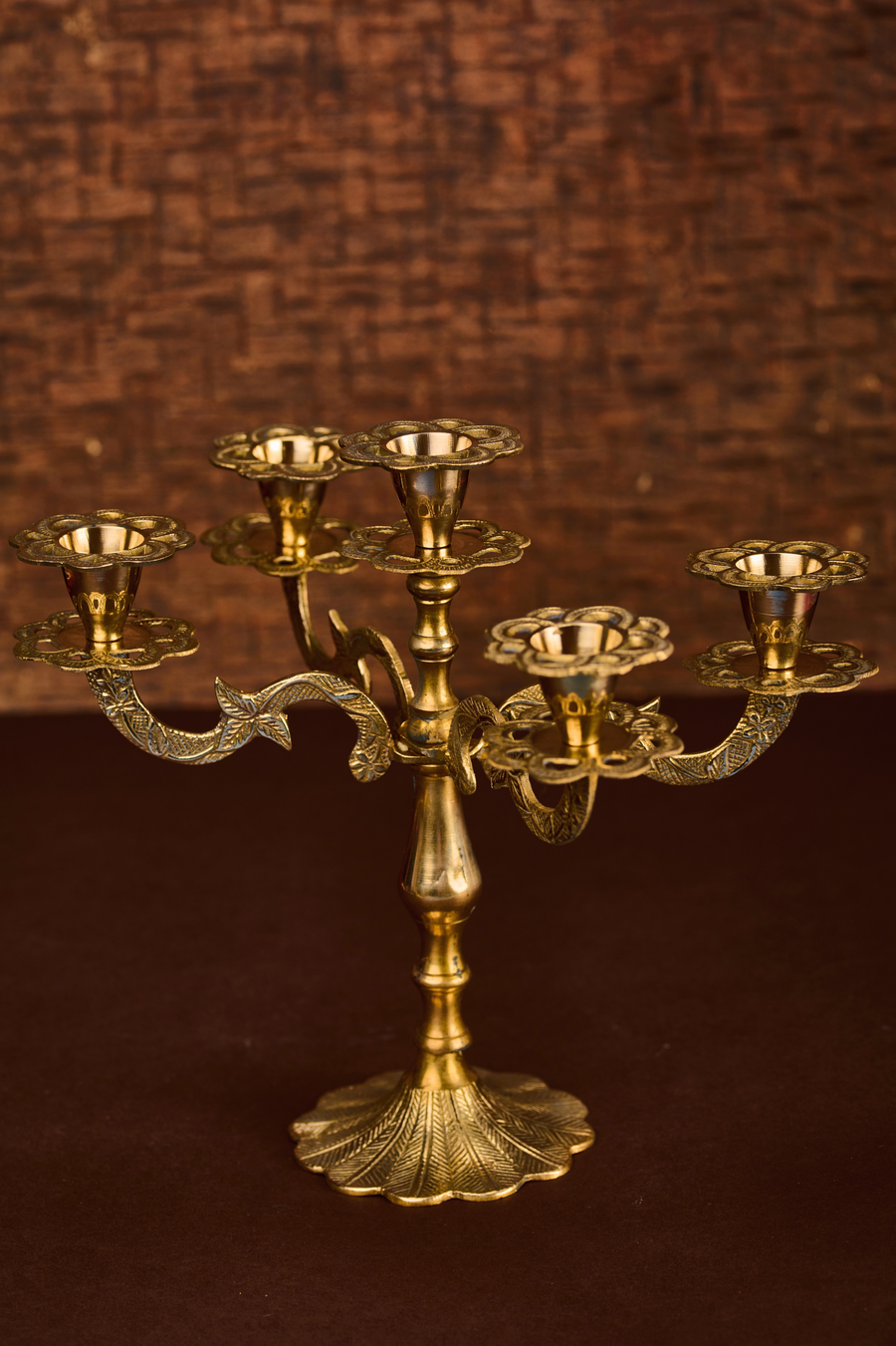 Victorian Petal Candelabra in Brass