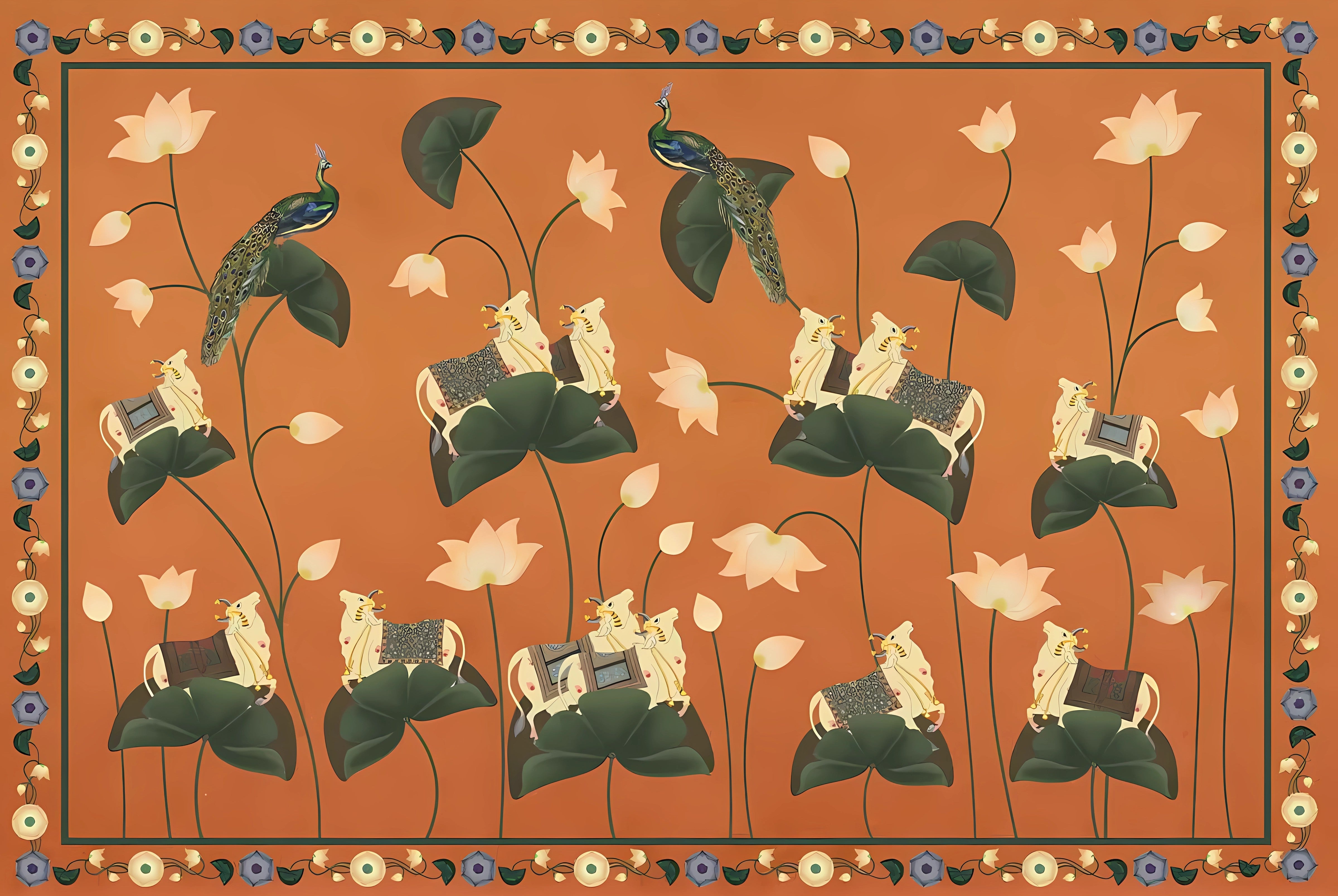 Sacred Flower: “Pichwai Cow” Wallpaper