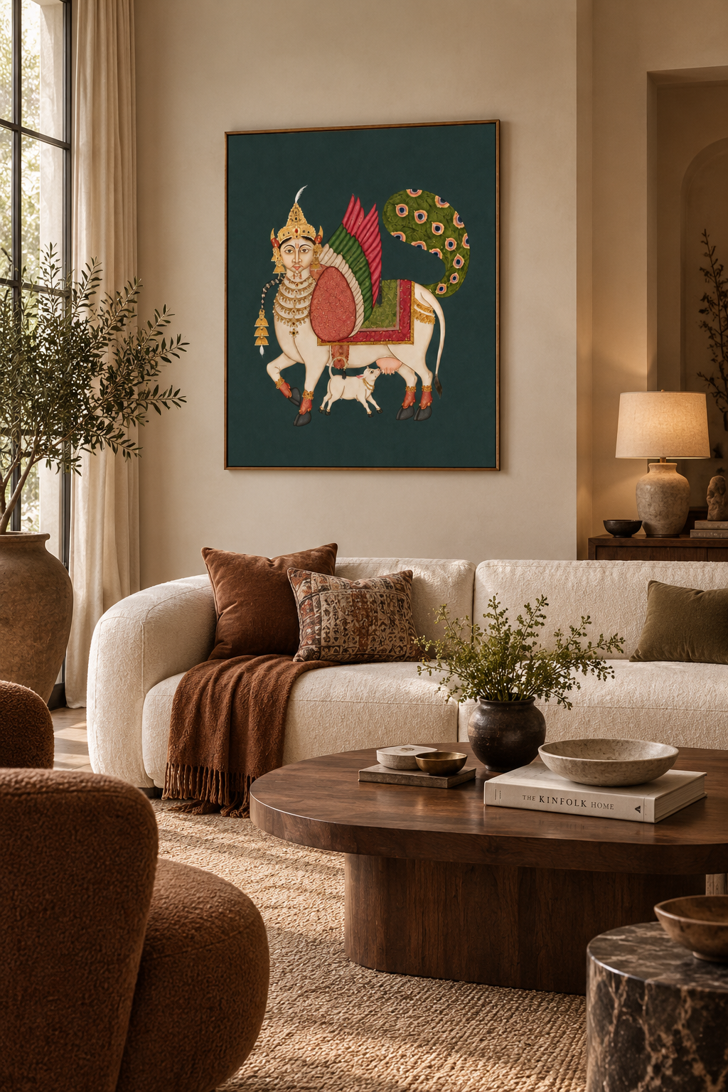 Pichwai - Kamadhenu: The Divine Cow of Abundance
