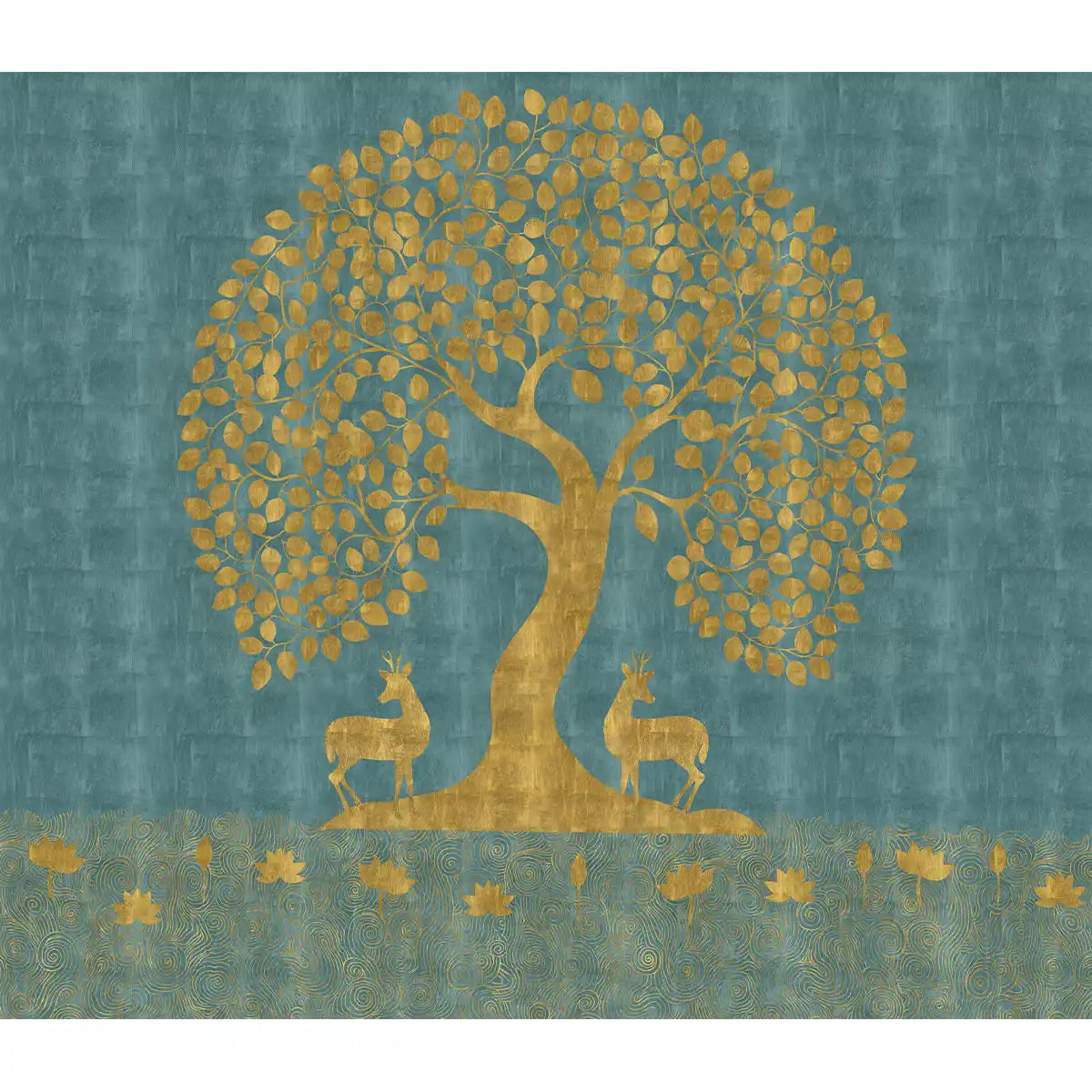 Pipal tree of life wall design featuring intricate foliage and symbolic roots inspired by Indian spiritual art