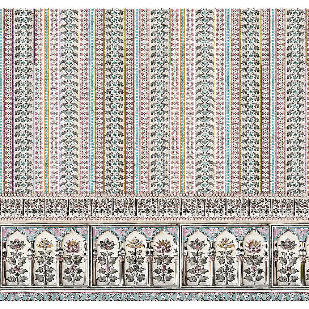 Divine Silhouette: “Pushpanjali” Wallpaper | Green & Pink