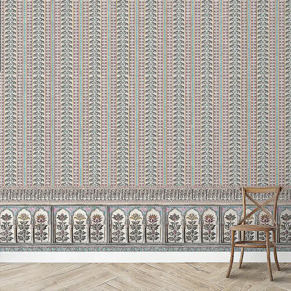 Divine Silhouette: “Pushpanjali” Wallpaper | Green & Pink