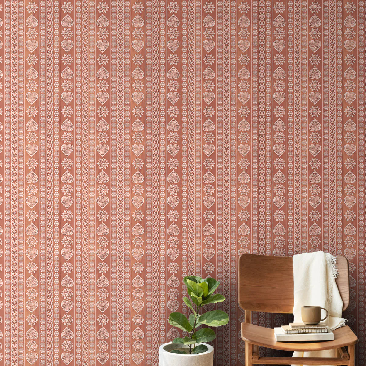 Royal wall artwork featuring Sarangi inspired block print patterns with elegant detailing and warm tones