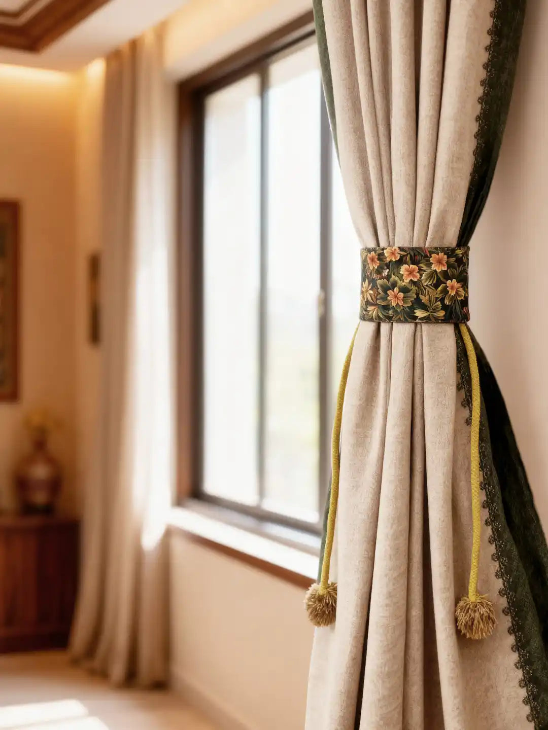 Rustic Flora Handcrafted Tapestry Curtain Tieback