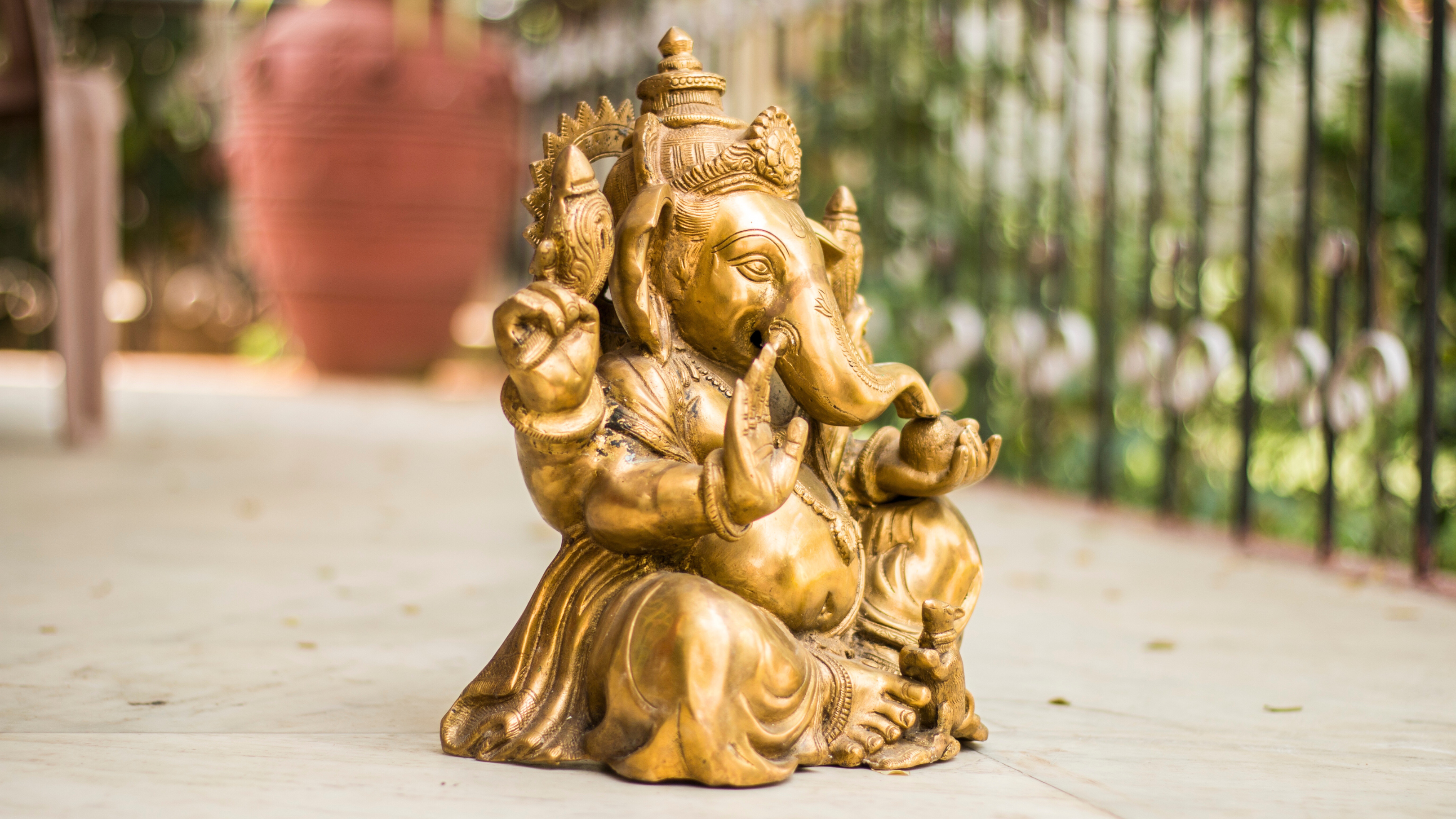 Seated 'Ganesh' Sculpture in Brass