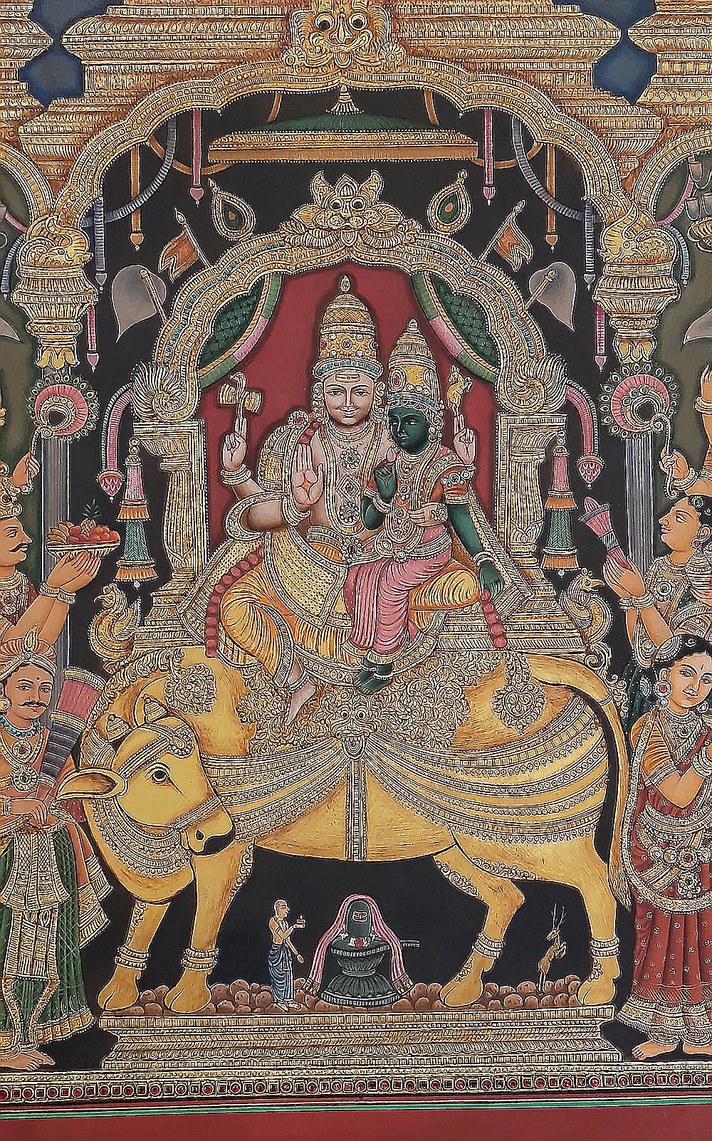 Hand Painted Shiv Darbar Tanjore Painting: 24K Gold Foil