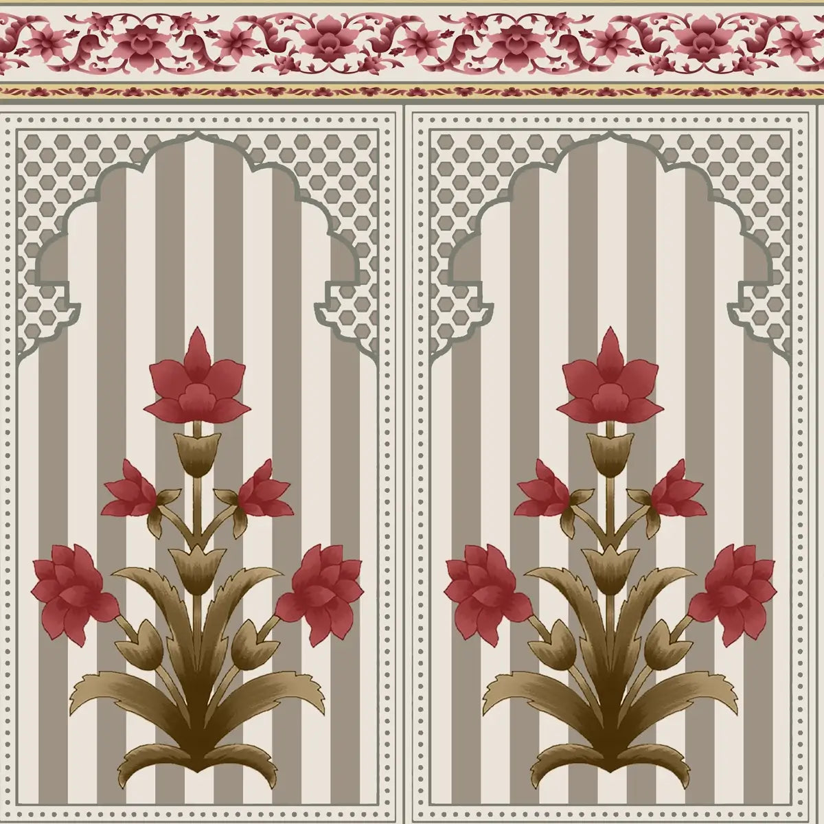 Sublime Blossoms wallpaper mural designed with flowing floral compositions and kesar inspired colors for statement walls