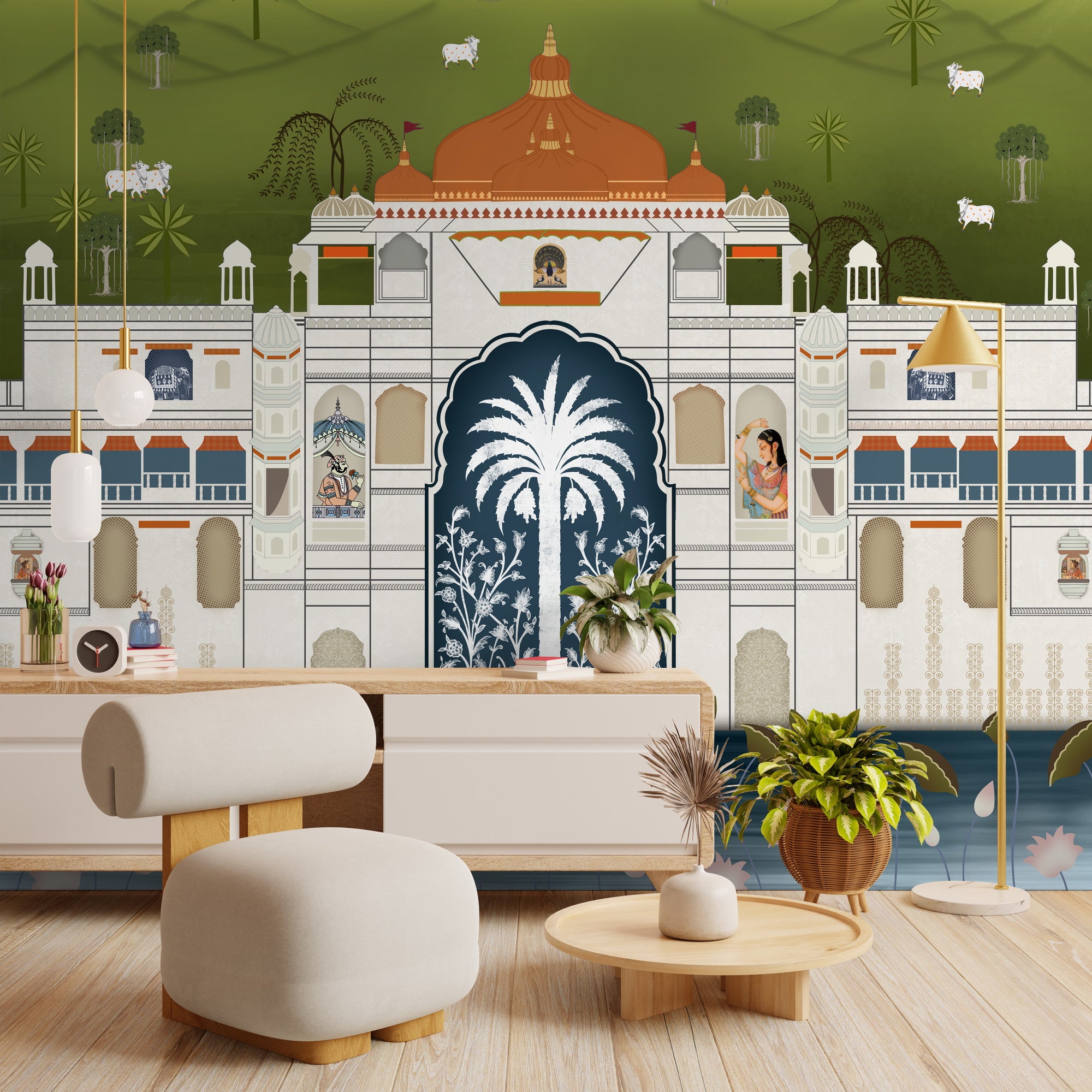 Udyan gardens wallpaper - Customized traditional garden and palace wallpaper by Brahm