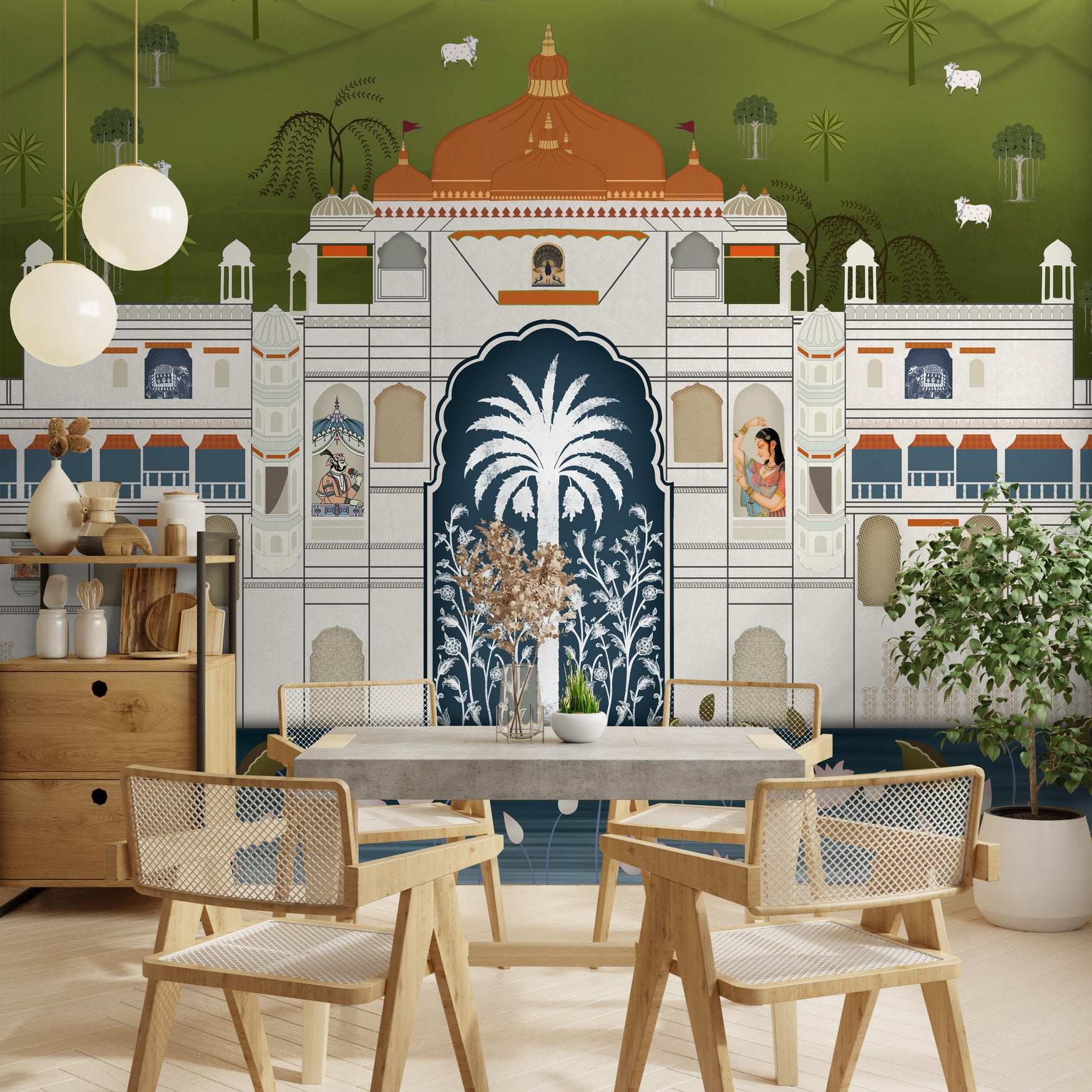 Udyan gardens wallpaper - Customized traditional garden and palace wallpaper by Brahm