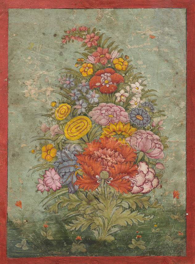 'Bouquet of Flowers Emerging from the Grass' Canvas Cloth Print, c.1750