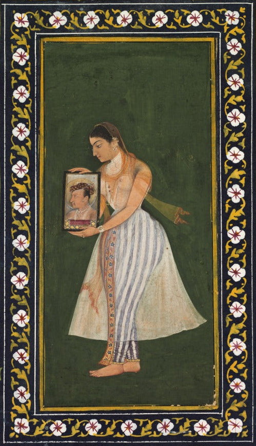'Nur Jahan Holding a Portrait of Emperor Jahangir' Canvas Cloth Print, c.1627