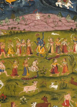 'Krishna Lifting Mount Govardhan' Canvas Cloth Print, c.1700