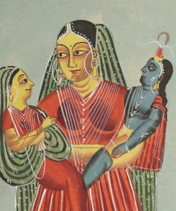 'Yasoda Holding Krishna and Radha' Canvas Cloth Print, c.1890