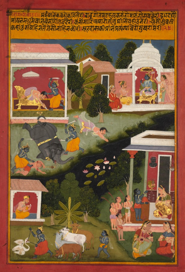 'Krishna Asks for Sweets' Canvas Cloth Print, c.1705