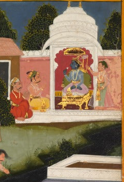 'Krishna Asks for Sweets' Canvas Cloth Print, c.1705