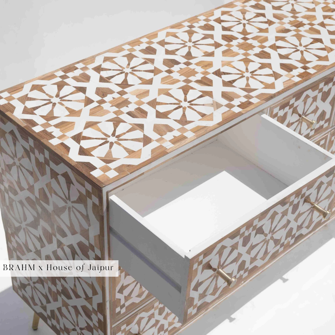 Wood Inlay Chest of Drawer