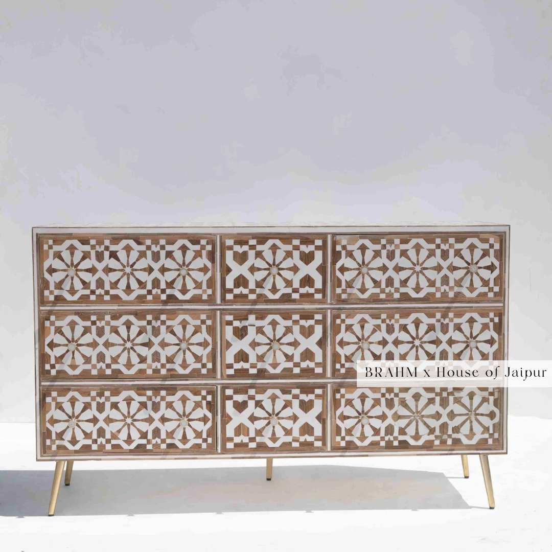Wood Inlay Chest of Drawer